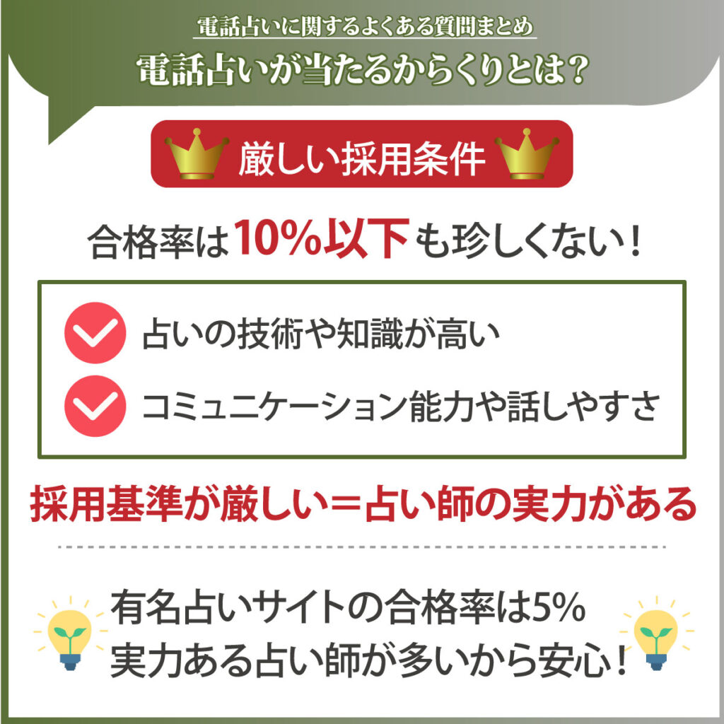 厳しい採用条件だから実力ある占い師が多い