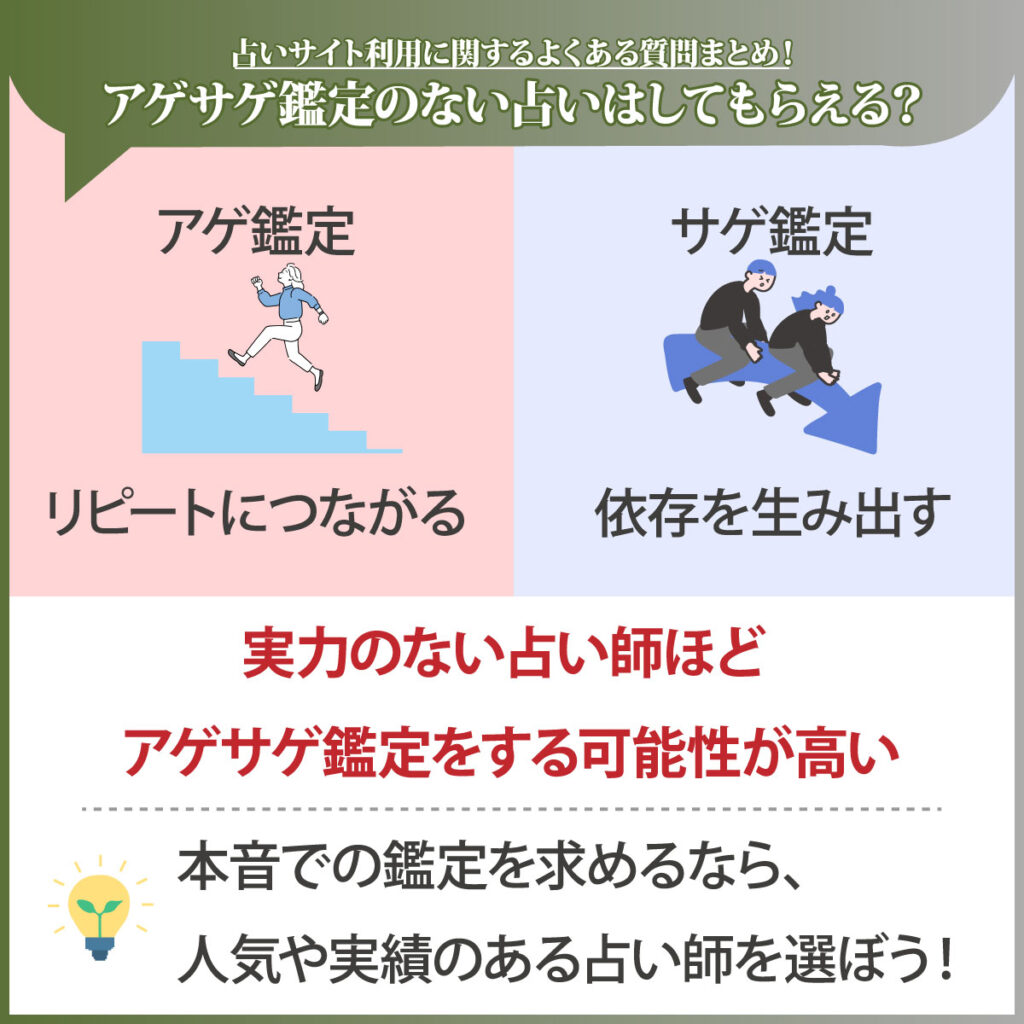 本当のことしか言わないアゲサゲ鑑定のない占いはしてもらえる